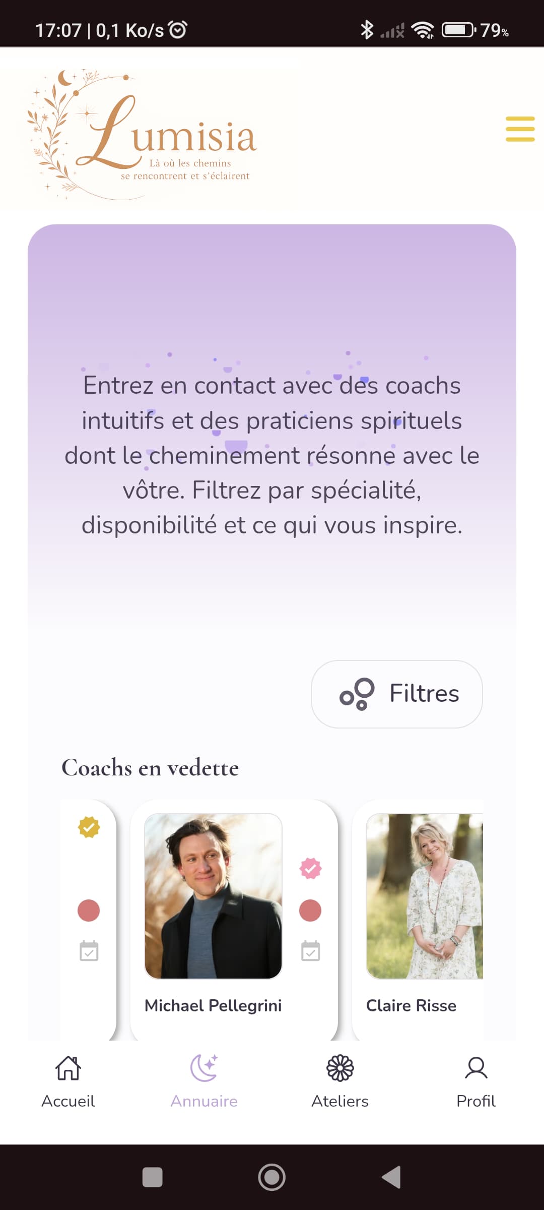 Capture d'écran du projet Lumisia